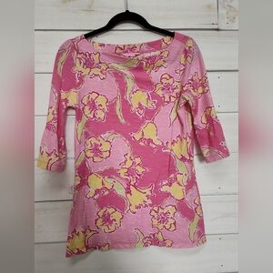 Lilly Pulitzer Belle Top Hotty Pink Day Lily Print